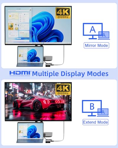 10-in-1 Surface Docking Station for Surface Pro & Laptop, 4K@60Hz HDMI, USB-C & USB 3.0 Ports, SD/TF Card Reader, Gigabit Ethernet, PD Charging, Magnetic Surface Connect