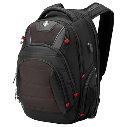Swissdigital Design Men's Laptop Backpack for Women, Large Capacity Business Travel Bag Black/Brown | J14-32 - color: Black/Brown