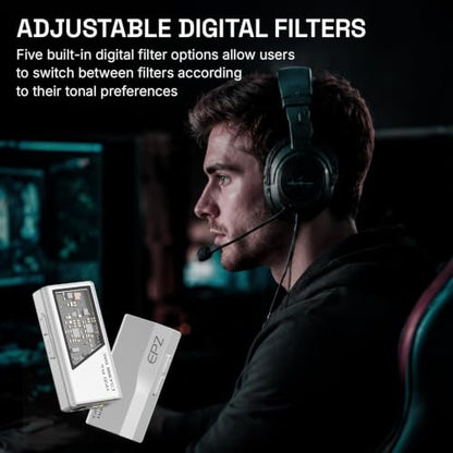 EPZ TP35 PRO Mini Portable IEM DAC Hi-Fi Decoder Headphone Amplifier Dongle USB-C to 3.5/4.4mm Dual CS43198 Chips, Supports High-Resolution PCM 32bit/384khz DSD 256 Audio, EQ Adjustment and Mic Calls - color: Silver