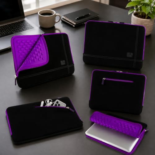 13 Inch Laptop Sleeve Case Water-Resistant Neoprene Padded Cover - Purple - color: Purple