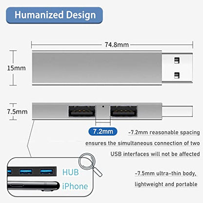 USB 3.0 Hub, VIENON Aluminium 3-Port USB Hub USB Splitter USB Expander for Laptop, Xbox, Flash Drive, HDD, Console, Printer, Camera,Keyborad, Mouse - color: Silver/Gray