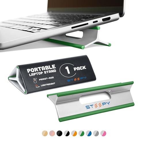 Steepy Portable Laptop Stand for Desk – Adjustable Height, & Portable Laptop Holder – Ergonomic Computer Stand for Cooling & Comfort – Slip-Proof, Sturdy Design – Universal Fit for 13-17 Inch Devices - color: Parakeet Green, size: 1