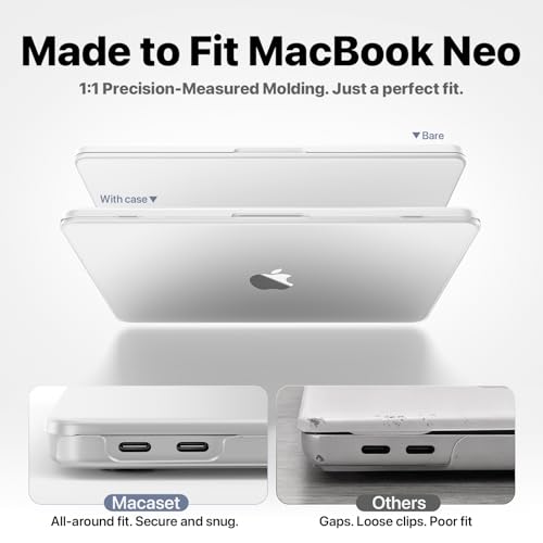 for MacBook Neo Case 13 inch 2026 | Scratch & Fingerprint Resistant 100% Match Official Color | Matte Hard Shell Clear Cover for A3404 - Matte Clear | Scratch & Fingerprint Resistant | Perfect Fit | 100% Match Official Color | Matte Hard Shell Clear Cover