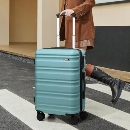 3 Piece Luggage Set, 20 Inch Carry On Luggage 22x14x9 Airline Approved, Hardside Suitcases with Wheels, Suitcase Set with YKK Zipper&TSA Lock, Travel Set - color: Dusty Blue, size: 3 piece set (20inch)