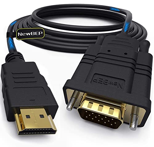 NewBEP HDMI to VGA Adapter Cable, 6ft/1.8m Gold-Plated 1080P Male Active Video Converter Cord Support Notebook PC DVD Player Laptop TV Projector Monitor Etc - color: 6Ft/1.8M
