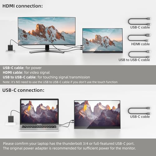 Upperizon Portable Monitor 15.6 inch 4K UHD 3840X2160 100000:1 100% DCI-P3 60Hz OLED Touchscreen HDR HDMI USB-C Travel Monitor for Laptop MacBook PC Surface PS5 Xbox, External Display with Kickstand