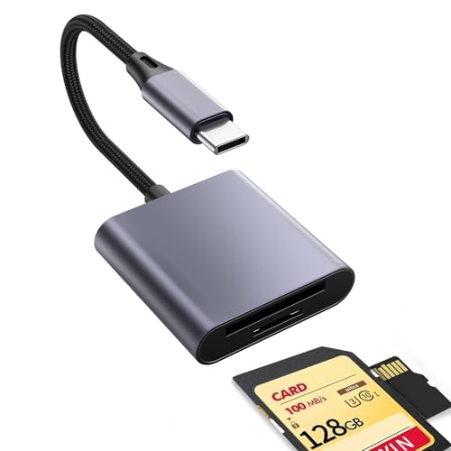 1PCS USB C to SD Card Reader, Supports SD and TF Memory Cards | ,upgraded with a metal casing and braided strap, Compatible with iPhone15 16 17, for Photo/Video Transfer