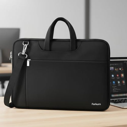 Ferkurn Laptop Case Bag Women Men Computer Sleeve with Shoulder Compatible with HP/Inspiron/Thinkpad/Vivobook/MSI/Surface, 17.3 inch, Black - color: Elegant Black, size: 17.3 inch