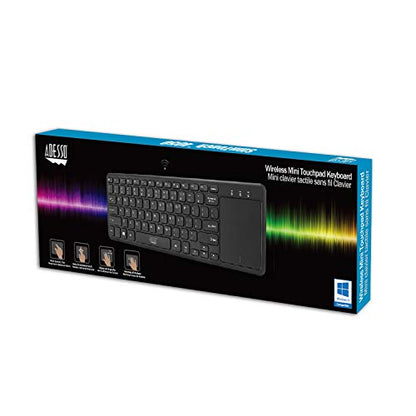 Adesso WKB-4050UB Wireless Keyboard with Built-in Touchpad, 24GHz RF Technology, Ultra-Slim Scissor Switch Keys, 30ft Range, USB Wireless Receiver