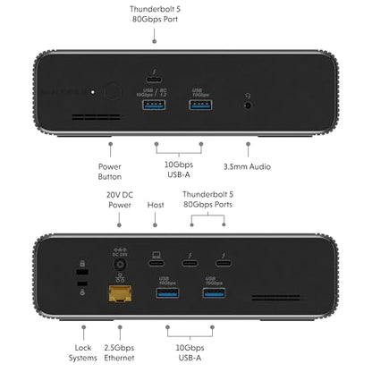 HyperDrive Next Thunderbolt 5 Dock with SSD Enclosure — 120Gbps Computer Docking Station with Triple 4K Display, Thunderbolt Share, M.2 PCIe Gen4 Slot, AI Module Support, USB-A, 2.5G Ethernet