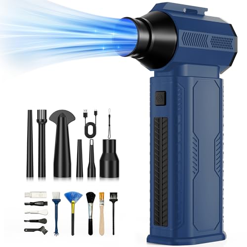 Compressed Air Duster, 130,000RPM Ultra-Powerful Electric Air Duster | 8000mAh Rechargeable Battery Cordless Blower, 4-Gear Adjustable Air Blower for Keyboard, Computer, Car - Blue - color: Blue