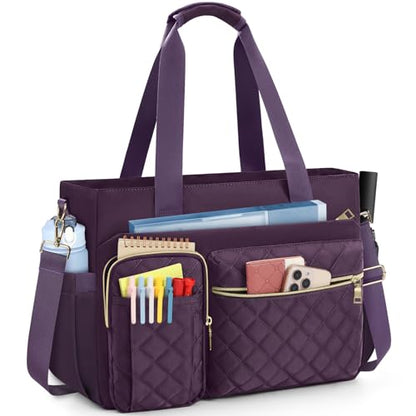 SDYSM Teacher Tote Bag 15.6 inch Laptop Bag Work Bags for Women Nurse Tote Professional Computer Messenger Shoulder Bags Laptop Briefcase for Office, College, Nursing, Purple - color: Dark Purple