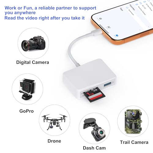SD Card Reader, 5 in 1 USB-C & USB Card Adapter with SD/MicroSD/MS and Dual USB-A Ports Memory Card Reader for iPhone 17/16/15 Pro Max iPad MacBook Pro/Air M4/M3 Android Phone/Tablet PC (White) - color: White