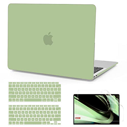 B BELK for MacBook Air 13 inch Case 2021-2018 M1 A2337 A2179 A1932 Touch ID | Matte Plastic Laptop Hard Shell for MacBook Air 13.3 inch Case with Keyboard Cover & Screen Protector, Avocado Green - color: Avocado Green
