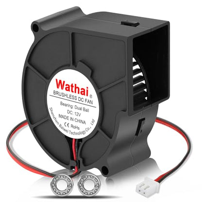 Wathai 7530 DC 12V Centrifugal Blower Cooling Fan 12 Volt 2Pin Dual Ball | DC Centrifugal Fan 2pin for Amplifier RV Fridge Computer Case Ventilation or Project Replacement Part kit - style: 12V 2Pin Ball