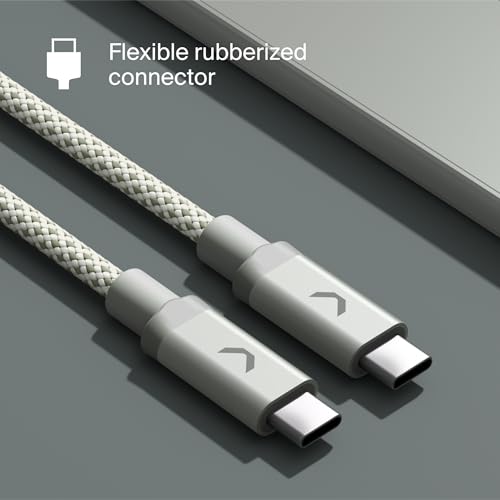Clemm USB C to USB C Cable 100W 6.5ft, USB 3.2 Fast Charging Nylon Braided, Data Transfer & Video Output, Compatible with iPhone 17/16/15, Samsung Galaxy S25/S24, iPad Pro, MacBook Pro, Light Gray - color: Light Gray, size: 6.5ft, style: USB-C to USB-C