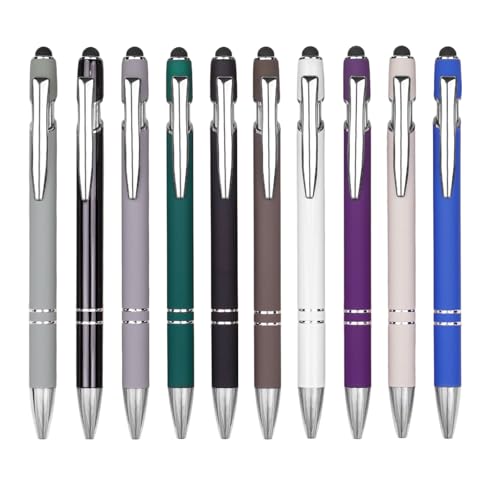 Ballpoint Pen Metal Soft Stylus Pen for Touch Screens，Retractable Tactile Turn Pen，Bulk Pens for Gifts Office Essentials，Medium Point，Black Ink (10 Color) - color: 10 Color