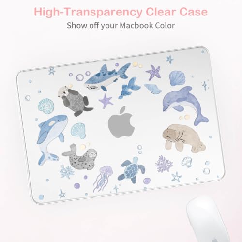 Feams for MacBook Neo 13 Inch Case 2026 A3404, Stylish Protective Clear Case Hard Shell Transparent Cover for MacBook Neo 13 Inch 2026 (A18 Pro Chip) with Keyboard Cover, Ocean Creatures - color: Ocean Park