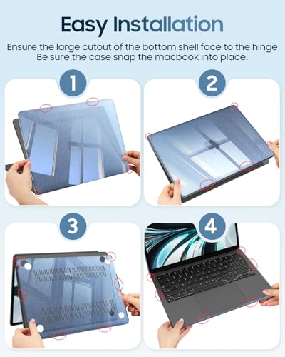 Fintie Case for MacBook Air 13 inch A3449/A3240/A3113/A2681 2022-2026 | M2/M3/M4/M5, Snap On Hard Shell, Full Port Access, Easy On/Off, Lightweight, Pearl Blue - color: Leopard