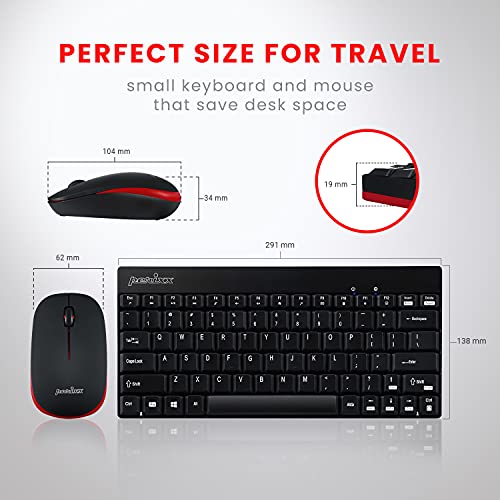 Perixx PERIDUO-712B Wireless Mini Keyboard and Mouse Set, Black, US English Layout - style: Wireless Black