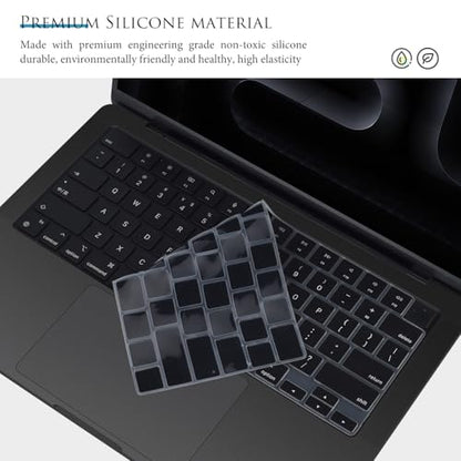 Keyboard Cover for 2026-2021 MacBook Pro 14 inch M5 M4 M3 M2 M1 Pro/Max Chip A3426 A3427 A3434 A3112 A3401 A3185 A2918 A2992 A2779 A2442, MacBook Pro 16 inch A3428 A3429 A3403 A3186 A2991 A2780 Skin - color: Black-English, size: MacBook Pro 14" 16" 2021+