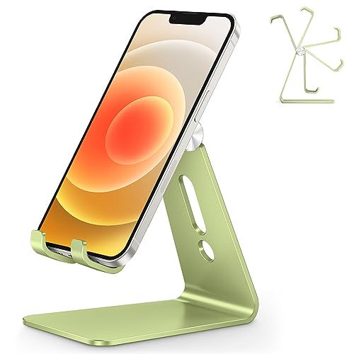 OMOTON Adjustable Cell Phone Stand, C2 Aluminum Desktop Phone Dock Holder Compatible with iPhone 15 14 13, SE, XR, 8 Plus 7 6, Samsung Galaxy, Google Pixel and More | Sturdy 3mm Aluminum, Charging Port, 270° Adjustable, Non-Slip Silicone Pads, Works with