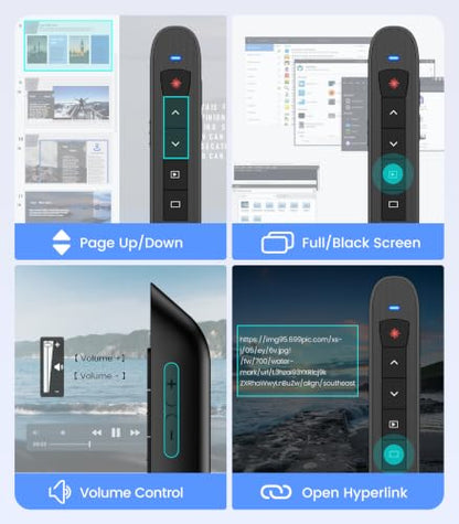Green Light Presentation Clicker for Teachers – USB-C Rechargeable Wireless Presenter for PowerPoint/Keynote/Google Slides, Plug & Play Remote for Mac/Windows/Laptop - style: Green+Rechargeable