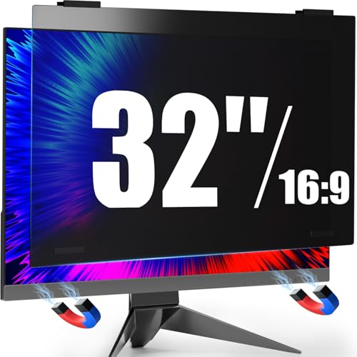 32 Inch Privacy Screen for Computer Monitor 16:9 Aspect Ratio,Magnetic Anti Glare Blue Light Hanging Private Protector Eye Care,32in Removable Anti Spy Filter Shield for Digital Workplaces - size: 32'' Privacy Filter 16:9