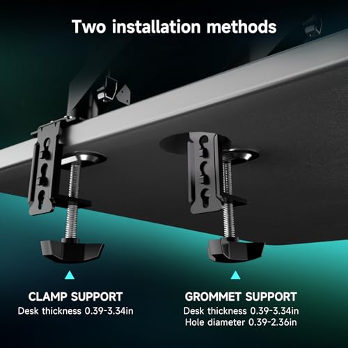 Pholiten 2 in 1 Laptop Desk Mount with Gas Spring Arm | Monitor Laptop Stand for 12-17" Notebook and 13-32" Computer Screen,Full Motion with Vented Tray, Holds 22lbs