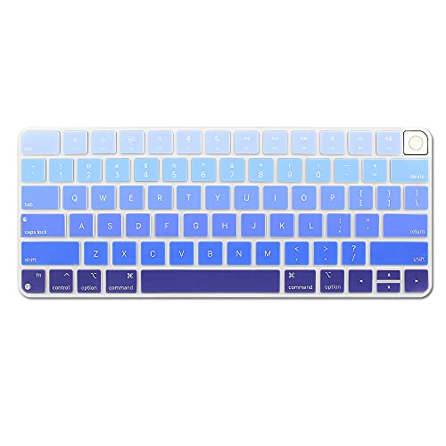 ProElife Keyboard Cover for Apple Magic Keyboard 3 with Touch ID A3118 | Ombre Blue, Non-interference Design for ID Key, Dust-proof, Silicone Protective Skin, Precision Molded, Washable & Reusable - color: Ombre Blue