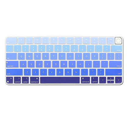 ProElife Keyboard Cover for Apple Magic Keyboard 3 with Touch ID A3118 | Ombre Blue, Non-interference Design for ID Key, Dust-proof, Silicone Protective Skin, Precision Molded, Washable & Reusable - color: Ombre Blue
