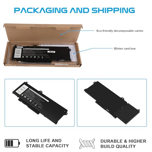 Futurebatt 64Wh GRT01 Battery Replacement for Dell Latitude 14 5421 5431 15 5521 5531 Precision 3470 3561 3571 Alienware m17 R5 AMD Series R05P0 00P3TJ 0P3TJ VXD57 05RGW 9JRV0 0R05P0 - size: GRT01 11.38 4.53 0.71