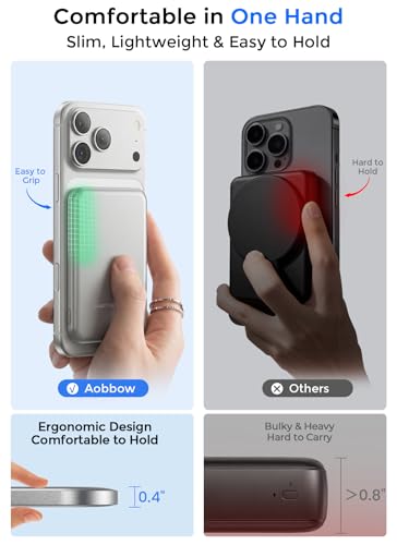 0.4" Ultra Slim Magnetic Portable Charger, 50% Smaller 5000mAh Power Bank with LED Display, Fast Charging Wireless Battery Pack, Travel Essential MagSafe Compatible Charger for iPhone 17/16/15 - Gray - color: Titanium Gray