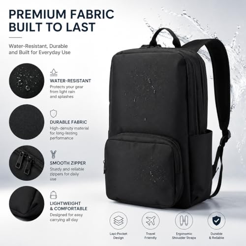 Laptop Backpack for Women & Men, 15.6" Laptop and Tablet Bag with Tumbler Holder – Lightweight, Durable Travel & Work Backpacks, Black - color: Backpack 02 Black