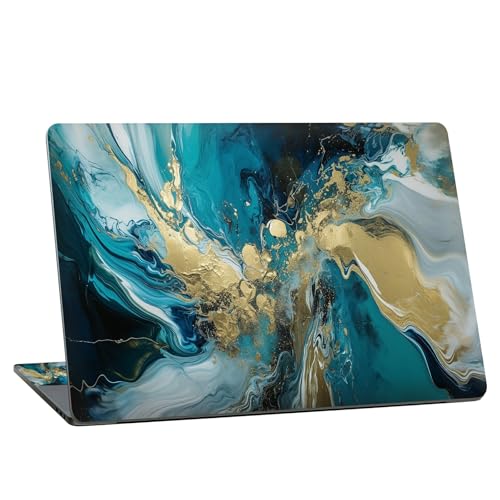 Universal Laptop Skin Sticker with 2 Wrist Pad Skins, Waterproof Scratch Resistant Vinyl Laptop Cover Decal, Cut to Fit for 11–15.6 Inch MacBook HP Dell Lenovo, Abstract Teal Marble - color: Abstract Teal Marble