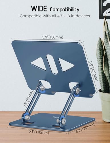 Aoviho Tablet Stand for Desk,Adjustable Tablet Holder,Navy Blue | Stable Aluminum Design, Fits iPad Pro/Air/Mini & Samsung Tablets, Adjustable Viewing, Ideal for Office & Home - color: Navy Blue