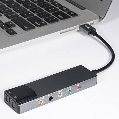 USB to RJ45 External Sound Card, 5.1 Channels+Fiber SPDIF Output, Supports AES/EBU, IEC60958, S/PDIF