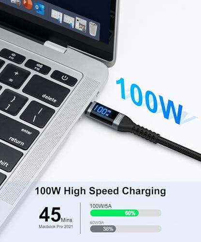USB-C to USB C Charger Cable(2m/6.56ft), 100W PD Fast Charging /480 Mbps Data Transfer USBC Cable with LED Indicator Compatible with More Type-C Devices