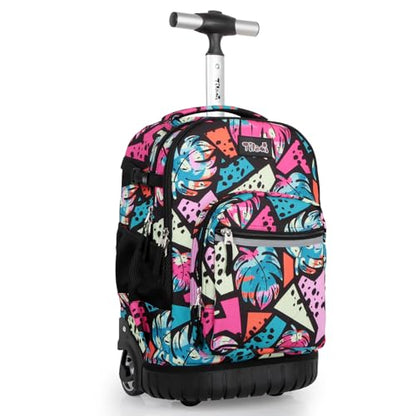 Tilami Rolling Backpack for Kids 19 Inch Wheeled Bookbag for Boys & Girls for School & Travel,Arts Pink - color: Arts Pink