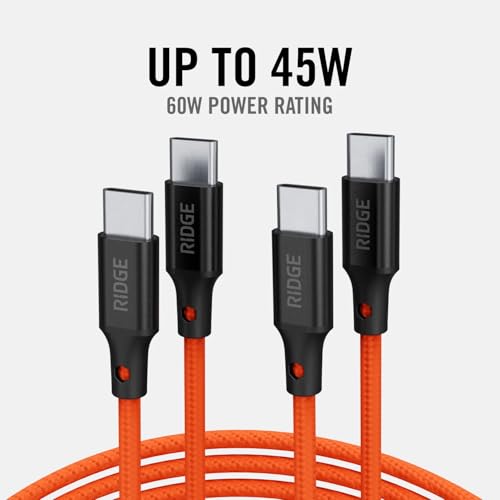 Ridge 45W Wall Charger Set, Dual USB-C Ports, Laptop-Grade Power with Complete Cable Kit Included - Basecamp Orange - color: Basecamp Orange