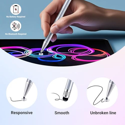 LINFANC 10Pcs 2-in-1 Stylus Pen for Touchscreen Stylus Pen for iPad Pencil | High Precision & Sensitivity, Aluminum Body, Suitable for iPad/iPhone/Switch/Android Tablets/Smartphones & All Touch Screens