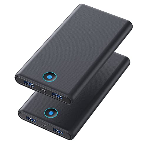 [2-Pack] Portable Charger Power Bank 20000mAh,Ultra Slim Fast Charging Battery Pack with Dual USB Outputs,Travel Essential Portable Phone Charger for iPhone 17/16/15/14/13/12/X,Galaxy S24, Android etc - color: Black+Black, size: 20000mAh