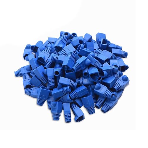 Soft Plastic Ethernet RJ45 Cable Connector Boots Cover Strain Relief Boots CAT5 CAT5E CAT6 CAT6E 100PCS (Blue) - color: Blue