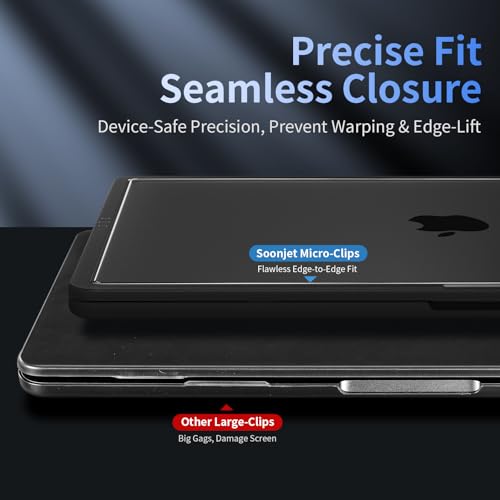 Soonjet for MacBook Air 15 inch Case | M5 M4 M3 M2 2026 2025-2023 | Crack-Resistant Upgrade | Thinner, Lighter, Tougher | Hard Shell Laptop Cover | A3448 A3241 A3114 A2941 | Noble Black Clear - color: Noble Black Clear