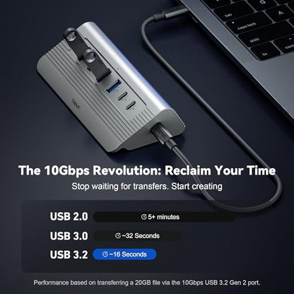 TRENFI Aluminum USB C Hub with Detachable Cable | USB 3.2 Gen2 10Gbps, 4K 60Hz HDMI, 100W PD Charging, SD/Micro SD for Laptop, M1-M5 MacBook Pro/Air, Mac Mini (Silver)