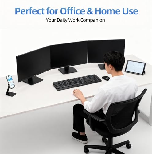 PHILIPS Full-Size Slim Wireless Bluetooth Keyboard, 108-Key with Number Pad, 3-Device Switching, 2.4GHz + Bluetooth, Quiet Low-Profile Keyboard for Windows, Mac, iPad and Android, Laptop, PC