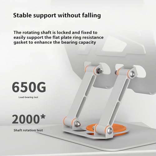 360° Swivel Tablet Stand for iPad, Adjustable Height & Angle Ergonomic Holder, Foldable Portable Desktop Mount for 4-11.9 inch Tablets & Phones, Non-Slip Base with Heat Vent - color: black