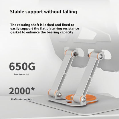 360° Swivel Tablet Stand for iPad, Adjustable Height & Angle Ergonomic Holder, Foldable Portable Desktop Mount for 4-11.9 inch Tablets & Phones, Non-Slip Base with Heat Vent - color: black