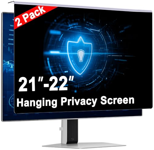 2 Pack 22 Inch Privacy Screen for Monitor, Hanging Anti Spy Screen Filter for 21 to 22 Inch 16:9 Widescreen Monitor, Removable Blue Light Reduction Protector for Office - color: 21 - 22 Inch (Diagonal), size: [2 Pack]