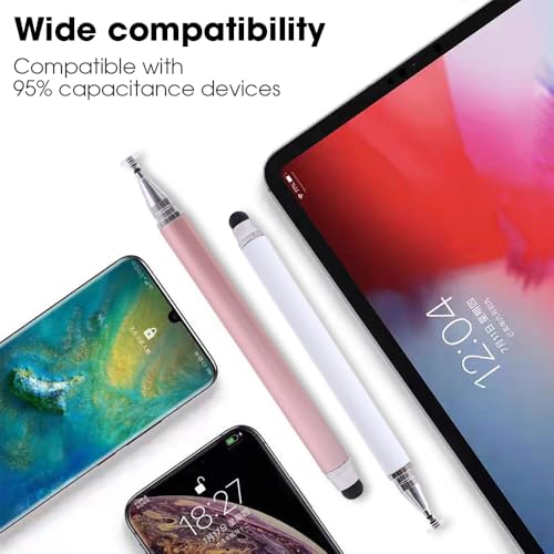 2 in 1 Stylus Pens for Touch Screens, High Sensitivity & Precision Capacitive Stylus for All Universal Touchscreen Devices (White) - color: White